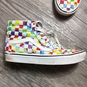 Vans Off the Wall Multicolor Checkered HighTop Sneakers women’s Size 8 Fast Ship